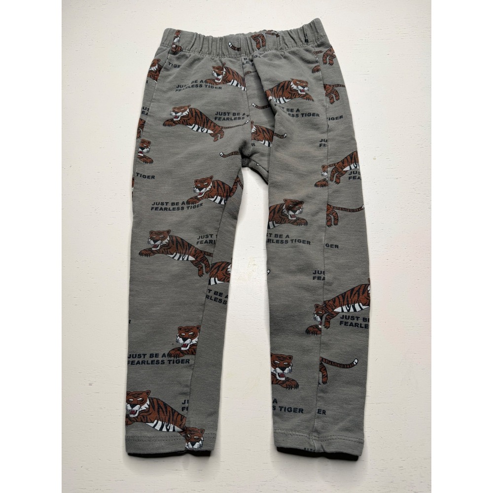 ZARA Joggers Green Tiger‎ Print Graphic Kid's 3-4Y Pants Pull On Style Elastic
